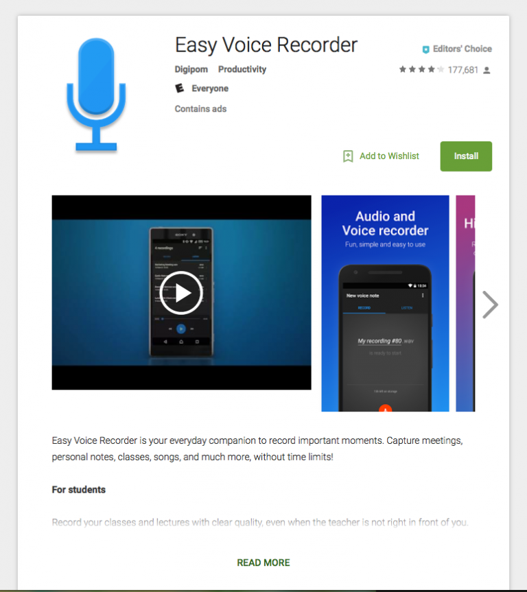 Easy Voice Recorder is Editors’ Choice over at Google Play Digipom